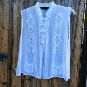 Sheer white sleeveless Asian style blouse